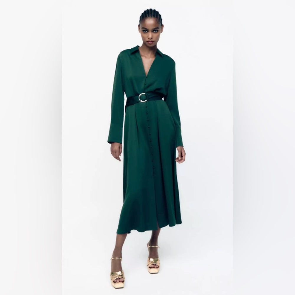 Zara Dark Green Long Sleeve Dress